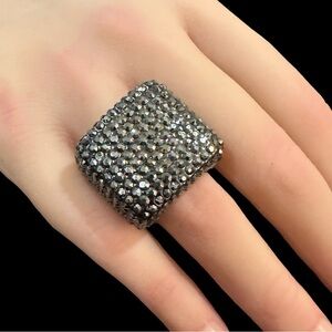 Dazzling Sparking Rhinestone Ring Black Size 7.5 or 8